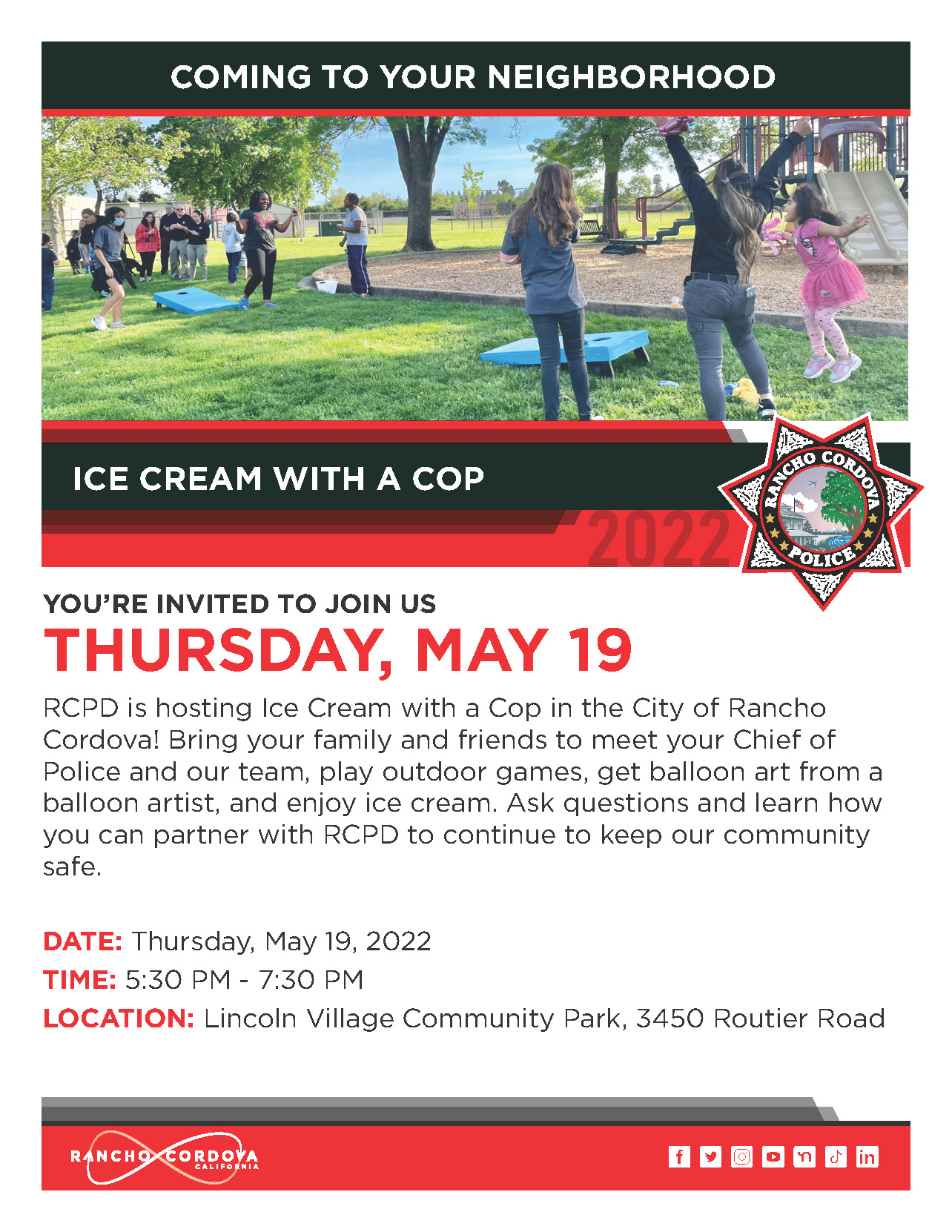 RCPD Flyer Ice Cream with a Cop 5 19 2022